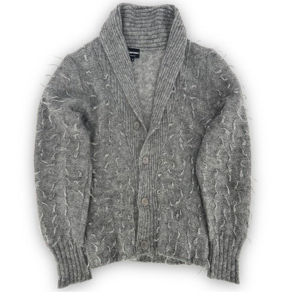 Emporio Armani Sweaters - Emporio Armani Fuzzy Mohair & Wool Blend Gray Cardigan